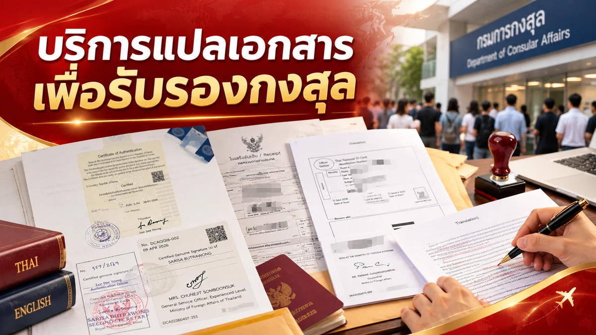 ภาพประกอบการรับแปลเอกสารเพื่อรับรองกงสุล มีเอกสารคำแปลและการตรวจเอกสารก่อนยื่น